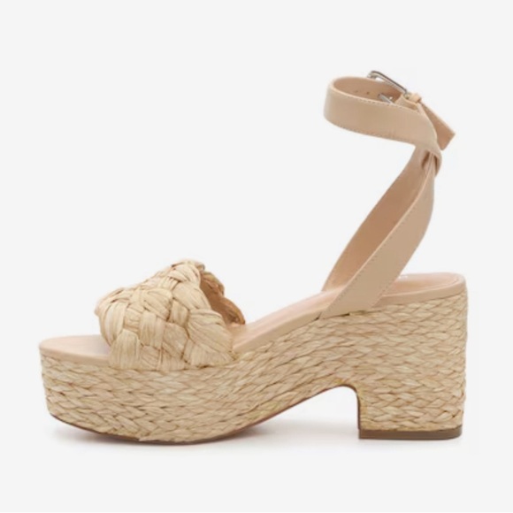 Marc Fisher $99 Steel Sandal BOHO Jute Raffia Block Heel Platform Size 10 NWT - Picture 4 of 9